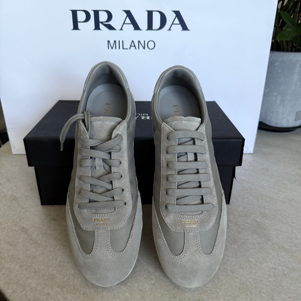 Prada Milano 2EG442 Men Grey Suede and Fabric Low Top Sneakers Trainers Sz UK 11 - Picture 8 of 16